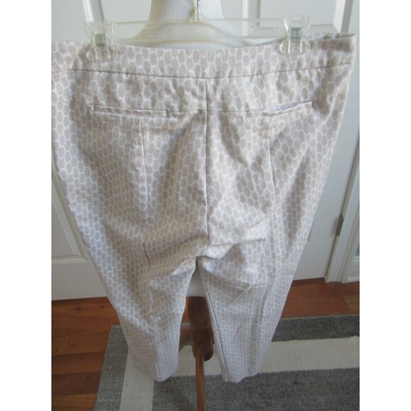 Adrianna Papell Beige Geometric Cotton Blend Dress Pants Zip Front Size 12 - Picture 3 of 4